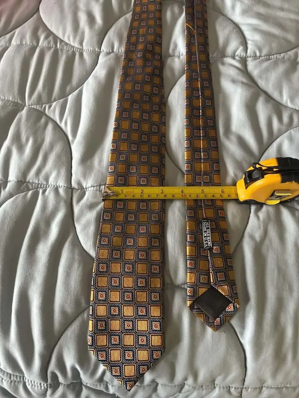 JZ Richards Boulder Men's Silk Necktie with Geometric Square Pattern A720